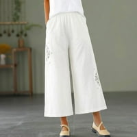 Hoksml pantalone za žene, pantalone za žene Ležerne ljetne elastične iz džepove pantalona u obliku struka