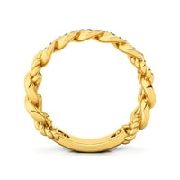 Diamond kubanski lančani prsten, 14K čvrsti ružin zlatni prsten, vjenčani prsten, angažovački pokloni,