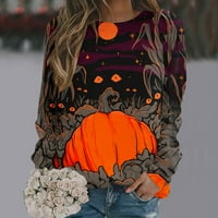 Duks Y2K za žene Halloween Print O izrez Outfits Loose dugih rukava dukseri m