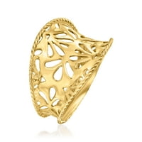 Ross-Simons 14kt Žuti zlatni zder-rub cvjetni prsten za izrez za žensko, odrasli