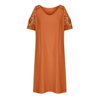 Ženska ljetna casual haljina pamučna posteljina dužina koljena haljina hladna ramena izdubljena kratkim rukavima VACT Slifting haljine