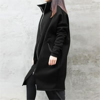 Ženski zimski kaputi s kapuljačom Srednje dame Omotač modna labava čvrsta boja Streetwewer džepni zatvarač
