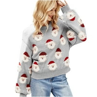 Tarmeek ružni božićni džemper za žene plus veličine Božić Santa Claus Ispiši smiješni božićni džemper