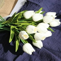 Umjetno umjetno lažno cvijeće Tulip buket cvjetni vjenčani bouquet party kućni dekor wh + bijeli