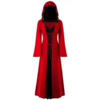 Halloween Renesansna haljina za žene Vintage srednjovjekovni kapuljač s kapuljačom elegantna duljina