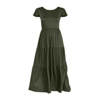 Booker Ženske ljetne maxi haljine casual okrugli vrat Leteći rukav haljina za torte zelene veličine