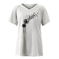 Ženski vrhovi Dressy ljetni ispis majica ramena rukava V izrez Slim Flowy Tunic S-5XL
