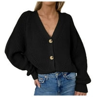 Xinqinghao Cardigan kaput za žene Ženski džemper s dugim rukavima otvoren prednji kardigan gumb labava