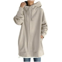Zimska odjeća za žene, zip up duksere dugih rukava s dugim rukavima topla runa kaputi Fuzzy Sherpa pulover