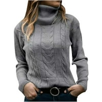 Obrezane dukseve za žene Žene Ležerne modne pulover dugih rukava okrugli vrat