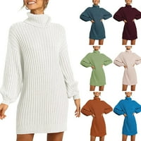 Džemper haljina za žene džemper haljina od punog boja duhaci kornjače jesenski zima labav pletenje haljina