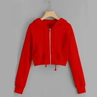 Ženske zip up dukseve dukseve odjeća tinejdžerka jeseni rusni jakne sa džepovima gornji kaput crveni