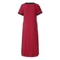 Bazyrey ženske haljine Ljeto kratki rukav Maxi haljine ženske čvrste casual casure haljine crvene boje