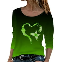 Smiješne majice za žene Ljubite srce Štampano O-izrezom Dugih rukava TOP gradijent modna casual ulična