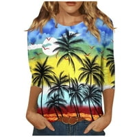 Havajske majice za žene Ljeto tropsko plaže Print Crew rukav za vrat Dressy Bluzes