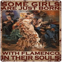 Flamenco Girl Retro Metal znak Vintage TIN znak Potpiši za kafu za plakanje Poster Kafe Zidno umjetničko