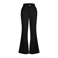 Wavsuf pantalone za žene sa džepovima Flarne noge Čvrste crne hlače veličine S