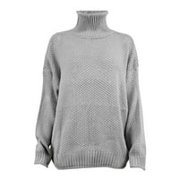Pad džempera za žene turtleneck pulover casual modni pleteni čvrsti dugi rukav ruž jesenski proljetni bluza