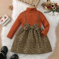 Rovga modne haljine za djevojke Dječje dugih rukava Leopard Ispis patchwork princeze haljina odijela