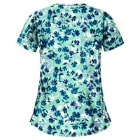 Ženske vrhove Ženska bluza s kratkim rukavima Grafički radna odjeća Grafički printira modne okrugle dekolte majice Plava M
