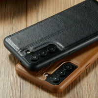 Tanka veganska koža pokrivač tanka luksuzna klasična futrola za Samsung Galaxy S Fe 5G - crna