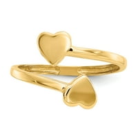 Twin srce podesiv prsten za nožni prsten u karatu zlatu