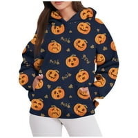 Hoodies za teen djevojke Ležerne dukseve Fleece Duge rukave Lagani pulover Halloween Grafički otisci