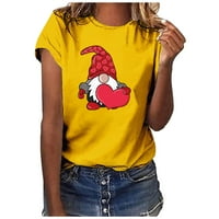 Dnevne majice za žene za žene Ljeto kratki rukav Slatka ljubav gnome holding srčani uzorak grafička