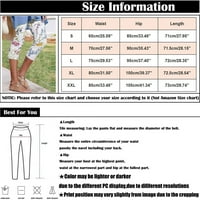 Žene ležerne cvjetne digitalne ispisa Stretch Obrežene hlače Tanke učvršćujuće hlače za uska tajice