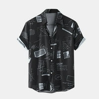 Muški casual havajske košulje s majicama s kratkim rukavima TOP Ležerni print crni xxl
