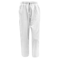 Duge hlače za žene Žene Ležerne prilike pune pamučne posteljine od elastične struke duge hlače za noge