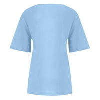 USMIXI majice za žensko modno dugme dole pamučna posteljina plus veličina labava fit tee vrhovi ljetni