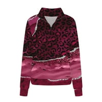Ženska polu-zip ručka runa prevelika dukserica udobna mramora Leopard tiskane tople casual trendy majice