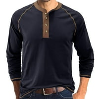 Muška majica s dugim rukavima opružnica i jesenjina dugmeta okrugla vrata pune boje bluza s dugim rukavima