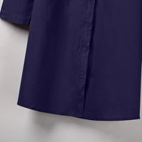 Tking modne ljetne casual haljine za žene Čvrsto boje s kratkim rukavima V vrat pamučni posteljina džepova