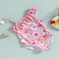 Jaweiwi Toddler Baby Girls Ljetni ružičasti kupaći kostimi 2T 3T 4T 5T ružičasti bez rukava s rukavima