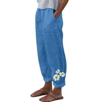 Hlače za žene Ležerne ljeto obrežene za uredske kapri-u sa džepovima široke noge mekane pantalone lagane