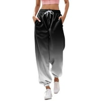 Tajice za ženske modne hlače za žene casual gradijentski tisak Dno Duks džepovi High Sheit Sporty Gym
