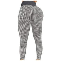Joga pantalone za žene za žene Solid Geometry Patchwork High Rise pantalone koji trče Sport STRETEM Trendy Odeća Jesen Grey XL