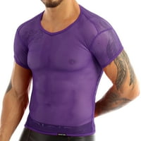 Alvivi Muška mreža Vidi kroz vrhunska mišićna vježba majica MESH rub Termper The The Clubske odjeće