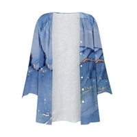 Prodaja prveka na raspolaganju je glavni mramorni print kardigani za žene lagane kimono gumb niz dugih