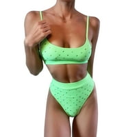 Ženski ljetni modni kupaći kostim set visokog struka Bikini podstavljeni čvrsti kupaći kostim Bikini