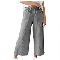 Voncos ženske pamučne posteljine hlače - modne casual pantalone za žene crne veličine l