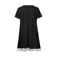 Modne haljine za žene kratki rukav čvrstim iznad koljena ženska ljetna haljina visoke struk crne 4xl