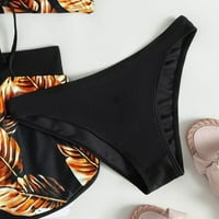 Ženska boja tropskog ispisa Halter bikini kupaći kostimi sa šorc s plivajućim kratkim hlačama Podignite