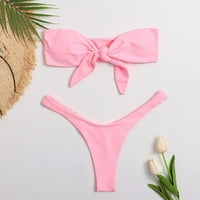 Sdjma bikini set zavojastom brazilske kupaće kostime seksi ženska čvrsta boja Split cijev top mekani