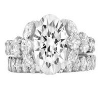 3. CT okrugli rezan originalni kultivirani dijamant VS1-VS I-J 14K bijelo zlato Angažman vjenčani mladenci Dizajnerski prsten BW set w kristalno bočno kamenje veličine 4