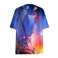 Košulje od 4. jula za žene Ljeto plus veličine modne američke zastave Print V izrez kratkih rukava majice