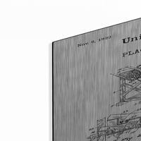 Luxe Metal Art 'Mining Machine Clueprint Patent White' Akril stakleni zid Art, 24 x36