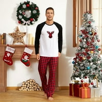 Porodični podudarni outfit Sets Elk Santa Claus dugih rukava i plaćene hlače za plaće za Xmas Holiday